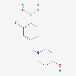 molecular formula C12H17BFNO3 B1447113 (2-Fluoro-4-((4-hydroxypiperidin-1-yl)methyl)phenyl)boronic acid CAS No. 1704064-23-2