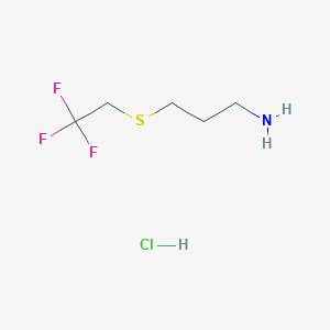 molecular formula C5H11ClF3NS B1447125 3-[(2,2,2-Trifluoroethyl)sulfanyl]propan-1-amine hydrochloride CAS No. 1803585-06-9
