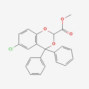 molecular formula C22H17ClO4 B14471291 6-Chloro-4,4-diphenyl-1,3-benzodioxan-2-carboxylic acid methyl ester CAS No. 71980-70-6