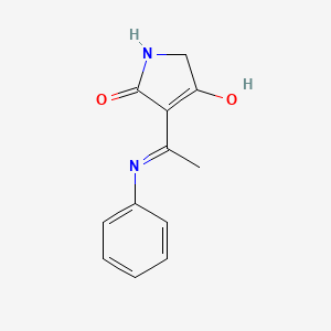 molecular formula C12H12N2O2 B14471329 3-(1-Anilinoethylidene)pyrrolidine-2,4-dione CAS No. 66056-71-1