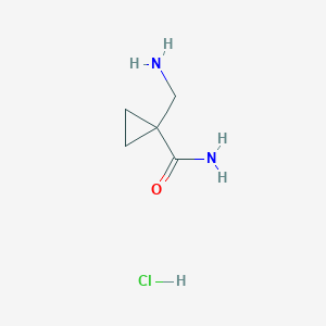 molecular formula C5H11ClN2O B1447143 1-(Aminomethyl)cyclopropanecarboxamide hydrochloride CAS No. 1956355-13-7
