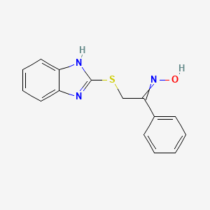 molecular formula C15H13N3OS B14471465 Ethanone, 2-(1H-benzimidazol-2-ylthio)-1-phenyl-, oxime CAS No. 69408-52-2