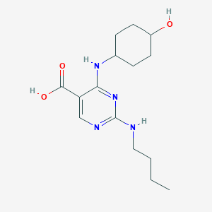 molecular formula C15H24N4O3 B1447159 2-(Butylamino)-4-(((1r,4r)-4-hydroxycyclohexyl)-amino)pyrimidine-5-carboxylic acid CAS No. 1493764-37-6