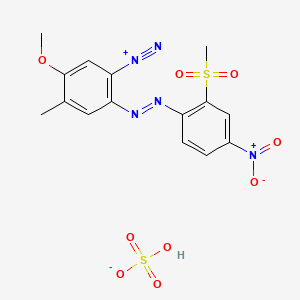 molecular formula C15H14N5O5S.HO4S<br>C15H15N5O9S2 B14471759 hydrogen sulfate;5-methoxy-4-methyl-2-[(2-methylsulfonyl-4-nitrophenyl)diazenyl]benzenediazonium CAS No. 72152-44-4