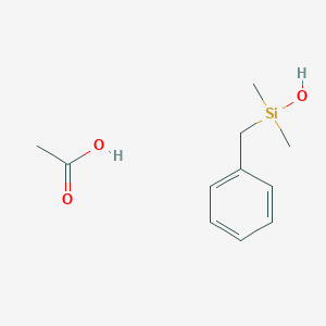 molecular formula C11H18O3Si B14471778 Acetic acid;benzyl-hydroxy-dimethylsilane CAS No. 71958-71-9