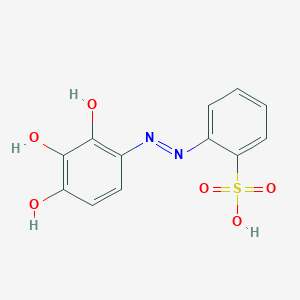 molecular formula C12H10N2O6S B14471812 2-[2-(2-Hydroxy-3,4-dioxocyclohexa-1,5-dien-1-yl)hydrazinyl]benzene-1-sulfonic acid CAS No. 65946-39-6