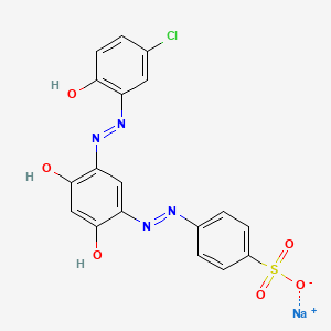 molecular formula C18H12ClN4NaO6S B14471858 Benzenesulfonic acid, 4-((5-((5-chloro-2-hydroxyphenyl)azo)-2,4-dihydroxyphenyl)azo)-, monosodium salt CAS No. 72379-57-8