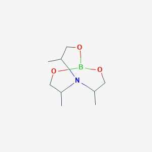 molecular formula C9H18BNO3 B14471907 4,6,11-Trimethyl-2,8,9-trioxa-5-aza-1-borabicyclo[3.3.3]undecane CAS No. 67630-08-4