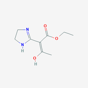molecular formula C9H14N2O3 B14471986 ethyl (E)-2-(4,5-dihydro-1H-imidazol-2-yl)-3-hydroxybut-2-enoate 