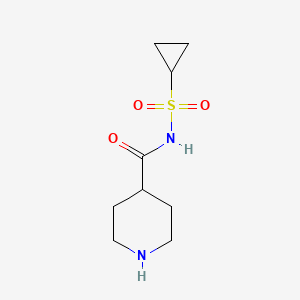 molecular formula C9H16N2O3S B1447218 Cyclopropanesulfonic acid (piperidine-4-carbonyl)-amide CAS No. 1698309-85-1