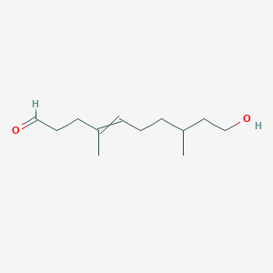 molecular formula C12H22O2 B14472202 10-Hydroxy-4,8-dimethyldec-4-enal CAS No. 65210-18-6