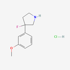 molecular formula C11H15ClFNO B1447224 3-Fluoro-3-(3-methoxyphenyl)pyrrolidine hydrochloride CAS No. 1803582-10-6