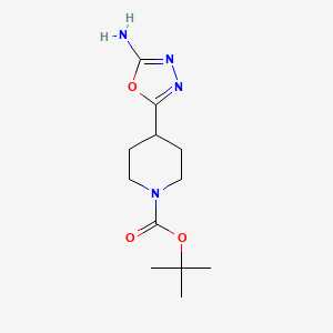 molecular formula C12H20N4O3 B1447231 tert-Butyl 4-(5-amino-1,3,4-oxadiazol-2-yl)piperidine-1-carboxylate CAS No. 1312760-32-9