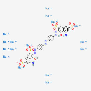 molecular formula C32H20N8Na16O14S4+12 B14472389 hexadecasodium;5-amino-3-[[4-[[4-[(8-amino-1-hydroxy-3,6-disulfonatonaphthalen-2-yl)diazenyl]phenyl]diazenyl]phenyl]diazenyl]-4-hydroxynaphthalene-2,7-disulfonate CAS No. 72017-89-1