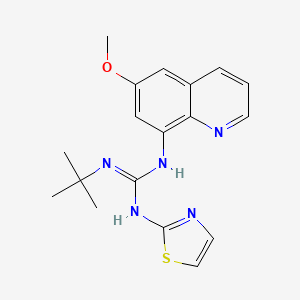 molecular formula C18H21N5OS B14472702 Guanidine, 1-tert-butyl-2-(6-methoxy-8-quinolyl)-3-(2-thiazolyl)- CAS No. 72041-96-4
