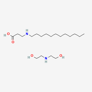 molecular formula C15H31NO2.C4H11NO2<br>C19H42N2O4 B14472880 Diethanolamine laurylaminopropionate CAS No. 65104-36-1