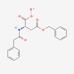 molecular formula C19H18KNO5 B14473074 L-Aspartic acid, N-(phenylacetyl)-, 4-(phenylmethyl) ester, monopotassium salt CAS No. 65277-71-6