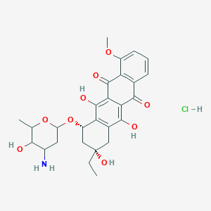 molecular formula C27H32ClNO9 B144733 (7S,9S)-7-(4-amino-5-hydroxy-6-methyloxan-2-yl)oxy-9-ethyl-6,9,11-trihydroxy-4-methoxy-8,10-dihydro-7H-tetracene-5,12-dione;hydrochloride CAS No. 65360-28-3