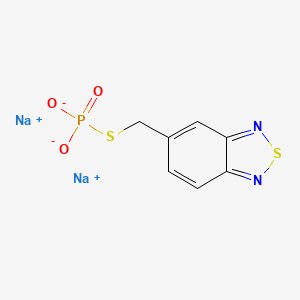 molecular formula C7H5N2Na2O3PS2 B14473395 Phosphorothioic acid, S-(2,1,3-benzothia(S(sup IV))diazol-5-ylmethyl) ester, disodium salt CAS No. 71605-74-8