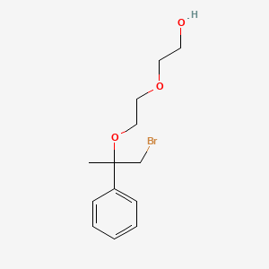 molecular formula C13H19BrO3 B14473419 2-{2-[(1-Bromo-2-phenylpropan-2-yl)oxy]ethoxy}ethan-1-ol CAS No. 65656-20-4