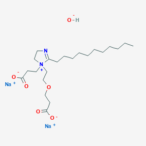 molecular formula C22H40N2Na2O6 B14473524 Disodium 1-(2-(2-carboxyethoxy)ethyl)-1-(2-carboxyethyl)-4,5-dihydro-2-undecyl-1H-imidazolium hydroxide CAS No. 68929-04-4