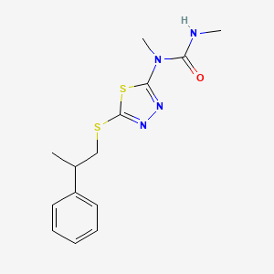 molecular formula C14H18N4OS2 B14473613 N,N'-Dimethyl-N-{5-[(2-phenylpropyl)sulfanyl]-1,3,4-thiadiazol-2-yl}urea CAS No. 66015-20-1