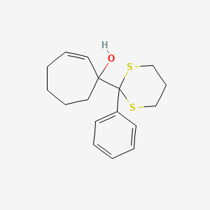 molecular formula C17H22OS2 B14473624 1-(2-Phenyl-1,3-dithian-2-yl)-2-cyclohepten-1-ol CAS No. 66124-75-2