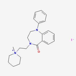molecular formula C23H30IN3O B14473822 Piperidinium, 1-methyl-1-(2-(5-oxo-1-phenyl-1,2,3,4-tetrahydro-5H-1,4-benzodiazepin-4-yl)ethyl)-, iodide CAS No. 65647-22-5