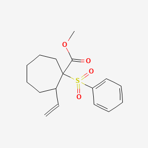 molecular formula C17H22O4S B14473900 Methyl 1-(benzenesulfonyl)-2-ethenylcycloheptane-1-carboxylate CAS No. 70255-46-8