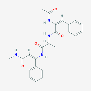 molecular formula C24H26N4O4 B144740 Acetyl dehydrophenylalanyl-alanyl-N-methyldehydrophenylalaninamide CAS No. 137348-25-5