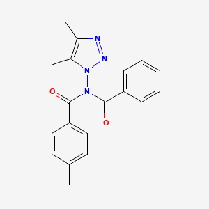 molecular formula C19H18N4O2 B14474099 N-Benzoyl-N-(4,5-dimethyl-1H-1,2,3-triazol-1-yl)-4-methylbenzamide CAS No. 69412-36-8