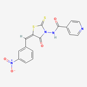 molecular formula C16H10N4O4S2 B14474189 N-(5-((3-Nitrophenyl)methylene)-4-oxo-2-thioxo-3-thiazolidinyl)-4-pyridinecarboxamide CAS No. 68711-01-3