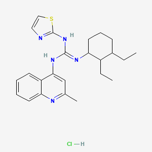 molecular formula C24H32ClN5S B14474346 Guanidine, N-(2,3-diethylcyclohexyl)-N'-(2-methyl-4-quinolinyl)-N''-2-thiazolyl-, monohydrochloride CAS No. 72042-01-4