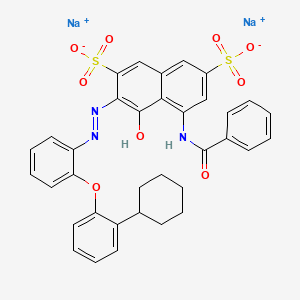 molecular formula C35H29N3Na2O9S2 B14474357 Disodium 5-(benzoylamino)-3-((2-(2-cyclohexylphenoxy)phenyl)azo)-4-hydroxynaphthalene-2,7-disulfonate CAS No. 72828-83-2