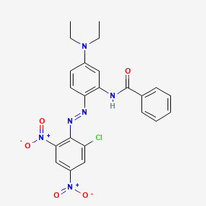 molecular formula C23H21ClN6O5 B14474399 Benzamide, N-[2-[(2-chloro-4,6-dinitrophenyl)azo]-5-(diethylamino)phenyl]- CAS No. 72906-16-2