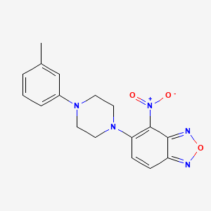 molecular formula C17H17N5O3 B14474637 Benzofurazan, 5-(4-(3-methylphenyl)-1-piperazinyl)-4-nitro- CAS No. 65427-82-9
