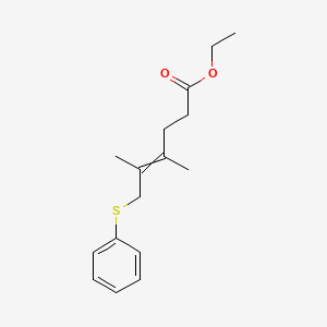 molecular formula C16H22O2S B14474791 Ethyl 4,5-dimethyl-6-(phenylsulfanyl)hex-4-enoate CAS No. 66492-74-8