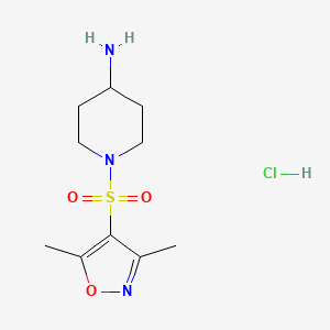 molecular formula C10H18ClN3O3S B1447482 1-[(3,5-Dimethylisoxazol-4-yl)sulfonyl]piperidin-4-amine hydrochloride CAS No. 1820734-50-6