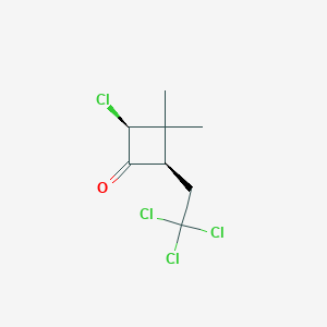 molecular formula C8H10Cl4O B14474977 (2S,4R)-2-Chloro-3,3-dimethyl-4-(2,2,2-trichloroethyl)cyclobutan-1-one CAS No. 71855-75-9