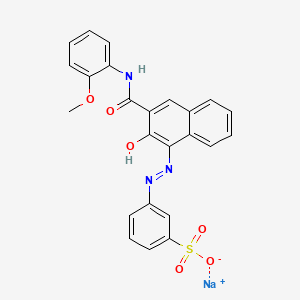 molecular formula C24H18N3NaO6S B14475097 Sodium 3-((2-hydroxy-3-((2-methoxyphenyl)carbamoyl)-1-naphthyl)azo)benzenesulphonate CAS No. 68227-55-4