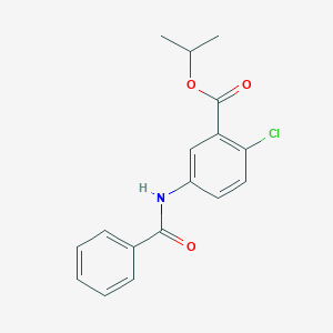 molecular formula C17H16ClNO3 B144752 Benzoic acid, 5-(benzoylamino)-2-chloro-, 1-methylethyl ester CAS No. 135813-46-6