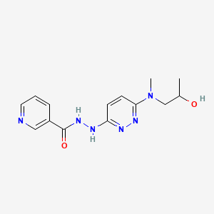 molecular formula C14H18N6O2 B14475274 Nicotinic acid, 2-(6-((2-hydroxypropyl)methylamino)-3-pyridazinyl)hydrazide CAS No. 65919-96-2