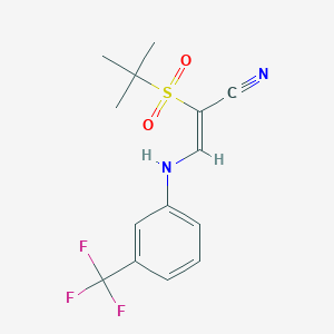 2-((Tert-butyl)sulfonyl)-3-((3-(trifluoromethyl)phenyl)amino)prop-2-enenitrile