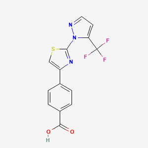 molecular formula C14H8F3N3O2S B1447543 4-{2-[5-(三氟甲基)-1H-吡唑-1-基]-1,3-噻唑-4-基}苯甲酸 CAS No. 1227954-76-8
