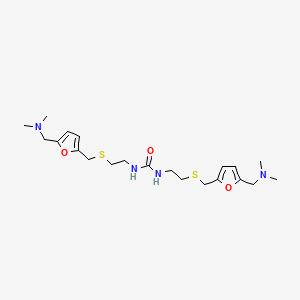 molecular formula C21H34N4O3S2 B14475453 N,N'-Bis{2-[({5-[(dimethylamino)methyl]furan-2-yl}methyl)sulfanyl]ethyl}urea CAS No. 72126-82-0