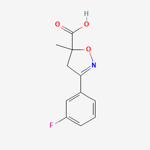 molecular formula C11H10FNO3 B1447556 3-(3-Fluorophenyl)-5-methyl-4,5-dihydro-1,2-oxazole-5-carboxylic acid CAS No. 1326815-03-5