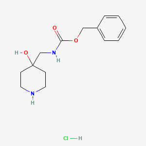 molecular formula C14H21ClN2O3 B1447560 Benzyl ((4-hydroxypiperidin-4-yl)-methyl)carbamate hydrochloride CAS No. 1365647-11-5