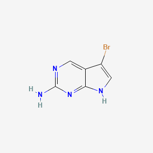 molecular formula C6H5BrN4 B1447615 5-溴-7H-吡咯并[2,3-d]嘧啶-2-胺 CAS No. 1556457-89-6