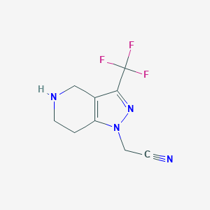 molecular formula C9H9F3N4 B1447619 1H-Pyrazolo[4,3-c]pyridine-1-acetonitrile, 4,5,6,7-tetrahydro-3-(trifluoromethyl)- CAS No. 1367783-78-5