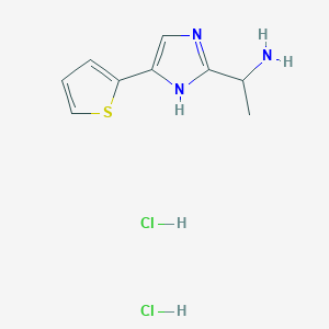 molecular formula C9H13Cl2N3S B1447650 [1-[4-(2-噻吩基)-1H-咪唑-2-基]乙基]胺二盐酸盐 CAS No. 1426290-99-4